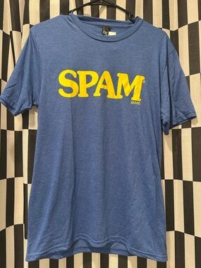 VIRAL SPAM Logo Graphic Tee in Blue and Yellow